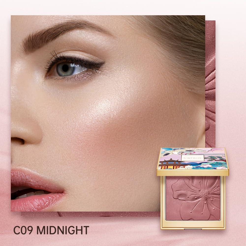 Catkin CATKIN Cheek Powder Blush Baked Pink Makeup Blusher Creamy Light Weight Long Lasting Natural flush Finish10g (C09 Midnight)