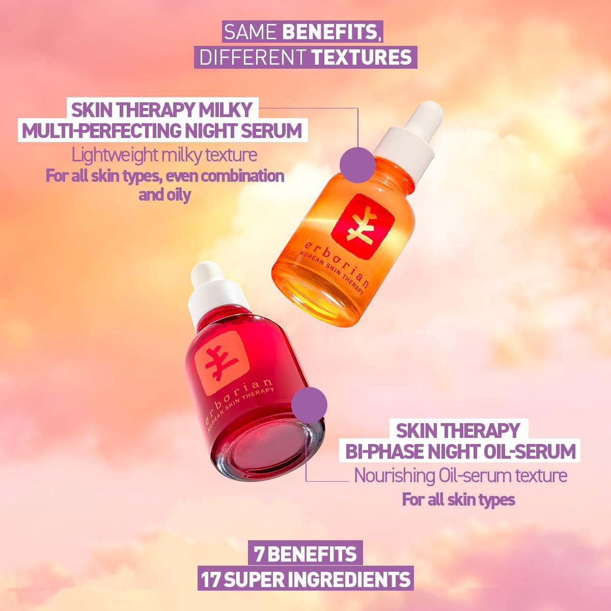 Erborian Skin Therapy Multi-Perfecting Bi-Phase Night Oil-Serum - Supercharged With 17 Ingredients -Targets 7 Skin Concerns- Improves Appearance of Fine Lines, Skin Texture and Complexion Evenness (0.33 Fl Oz)