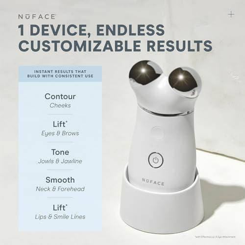 NuFACE NuFACE Trinity+ Microcurrent Facial Device Kit - FDA Cleared Face Sculpting & Neck Tightening Device to Contour Cheeks & Brows + Microcurrent Gel Activator, Silk Crme & Brush