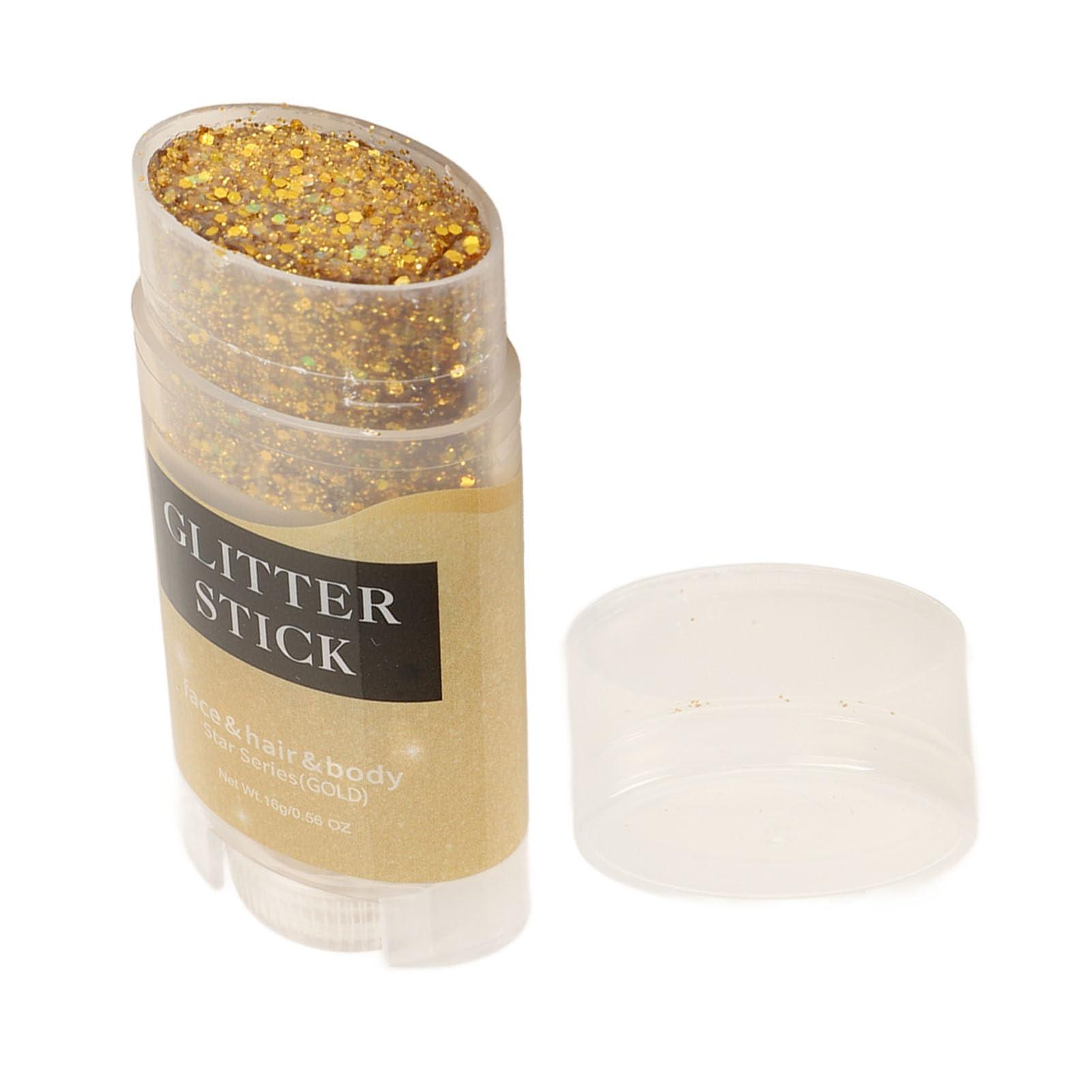 ZAICOLER Glitter Stick, Hair Glitter Gold Body Glitter Stick Safe Holographic Sequins Paint Sparkling Face Glitter Gel Makeup Body Glitter for Face Body Hair Eyes Lip 0.6oz