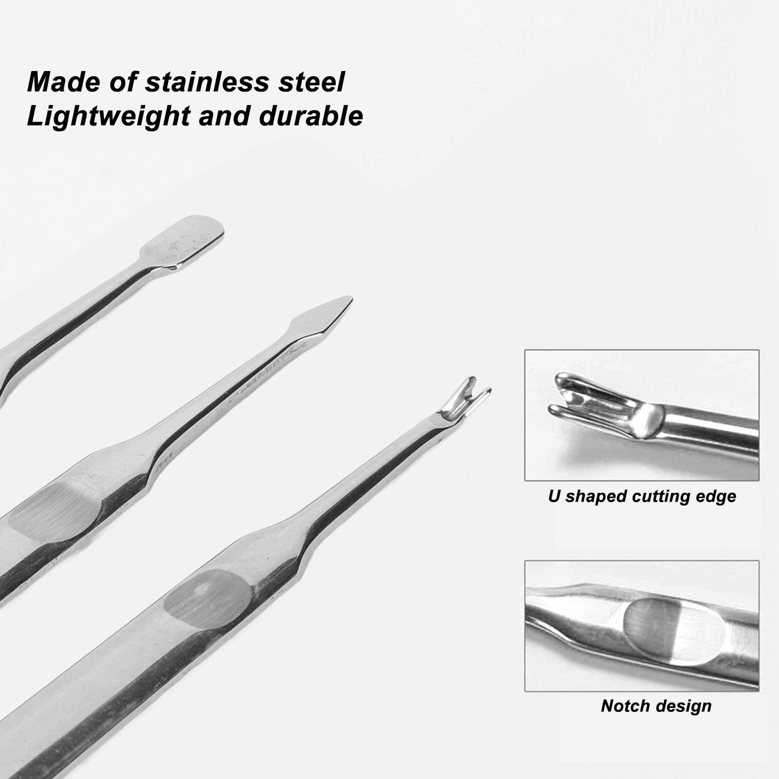 NSXAYIWE Cuticle Pusher, 3PCS Professional Stainless Steel Cuticle Remover, Cutical Pusher Set, Nail Pusher Tool Compatiable for Ngernails and Toenails