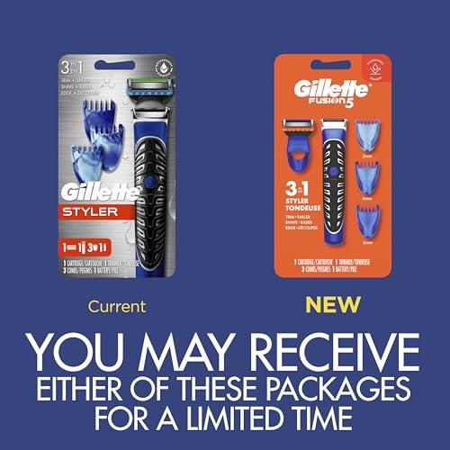 Gillette Gillette Styler: Beard Trimmer, Men\'s Razor & Edger, All Purpose Styler, All-in-one Tool, Shave, Trim & Edge, Waterproof, Fusion Razors for Men / Styler, with 3 Comb Attachments