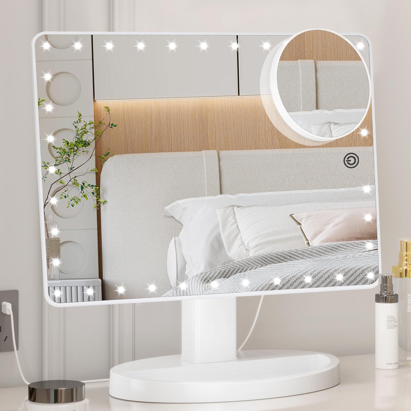 FUNTOUCH FUNTOUCH Large Lighted Vanity Makeup Mirror 360 Rotation Touch Screen and 10X Magnification