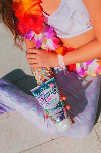 Sunshine & Glitter Seastar Sparkle - Cosmic Marshmallow Scented Glitter Sunscreen Lotion - SPF 50 - Biodegradable Sunscreen, Kids, Water Resistant, Glitter lotion, Cruelty Free, Kids Lotion, Made in USA, 3.4oz