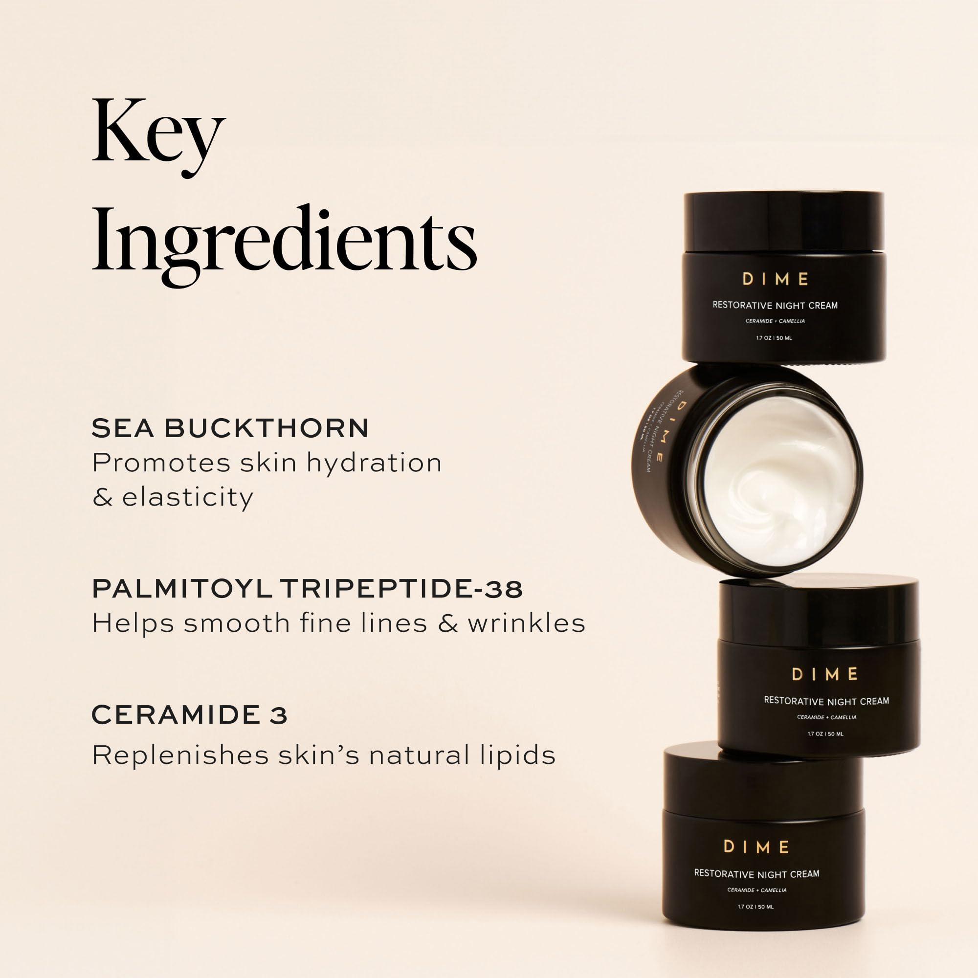 Dime Dime Beauty Restorative Night Cream, Facial Moisturizer with Ceramides and Sea Buckthorn, 1.7 oz / 50 ml