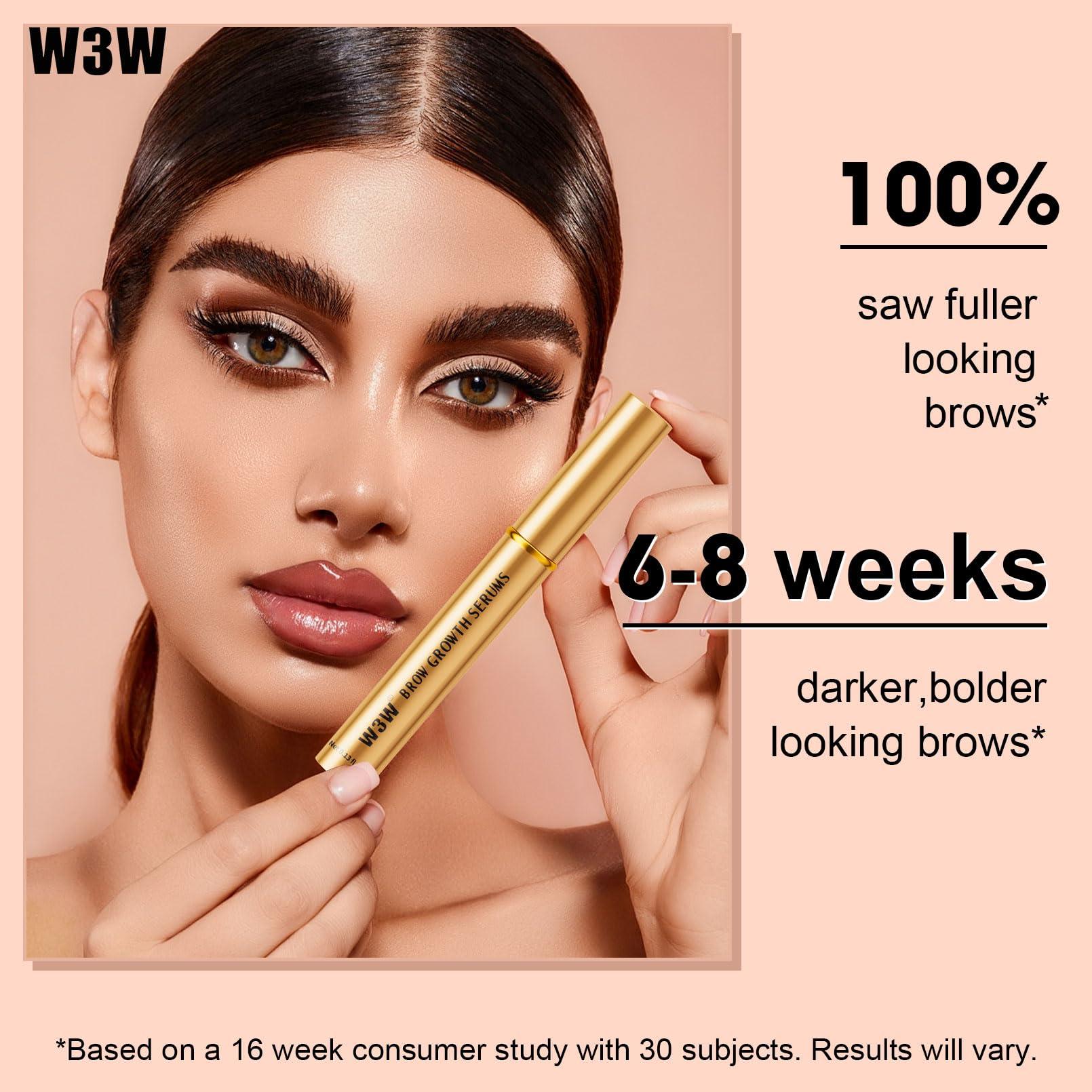 W3W Eyebrow Growth Serum,Natural Eyebrow Serum Enhancer For Fuller and Thick Longer Brows in 4 Weeks,4ML Eyebrow Serum To Grow Brows,Lash and Brow Serum Plant Extracts(Gold)