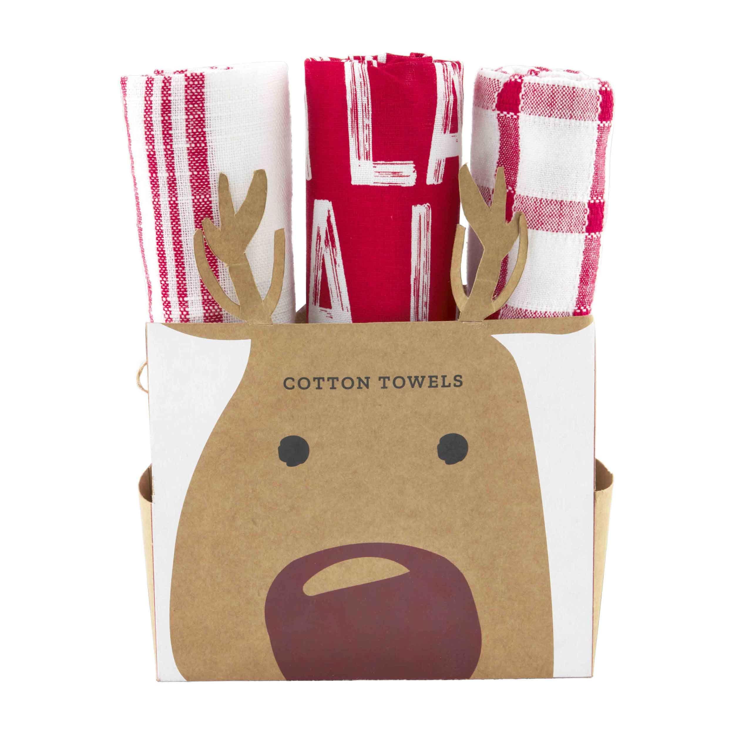 Mud Pie Mud Pie Reindeer Christmas Towel Set of 3