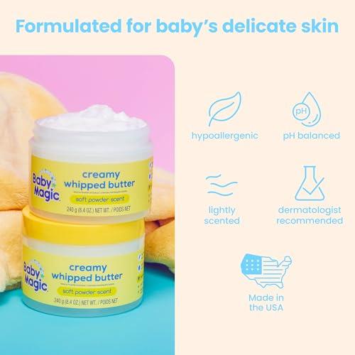 Baby Magic Baby Magic Creamy Whipped Butter | Helps Keep Skin Feeling Healthy and Baby Soft | Shea Butter & Colloidal Oat | 8.4 fl oz.
