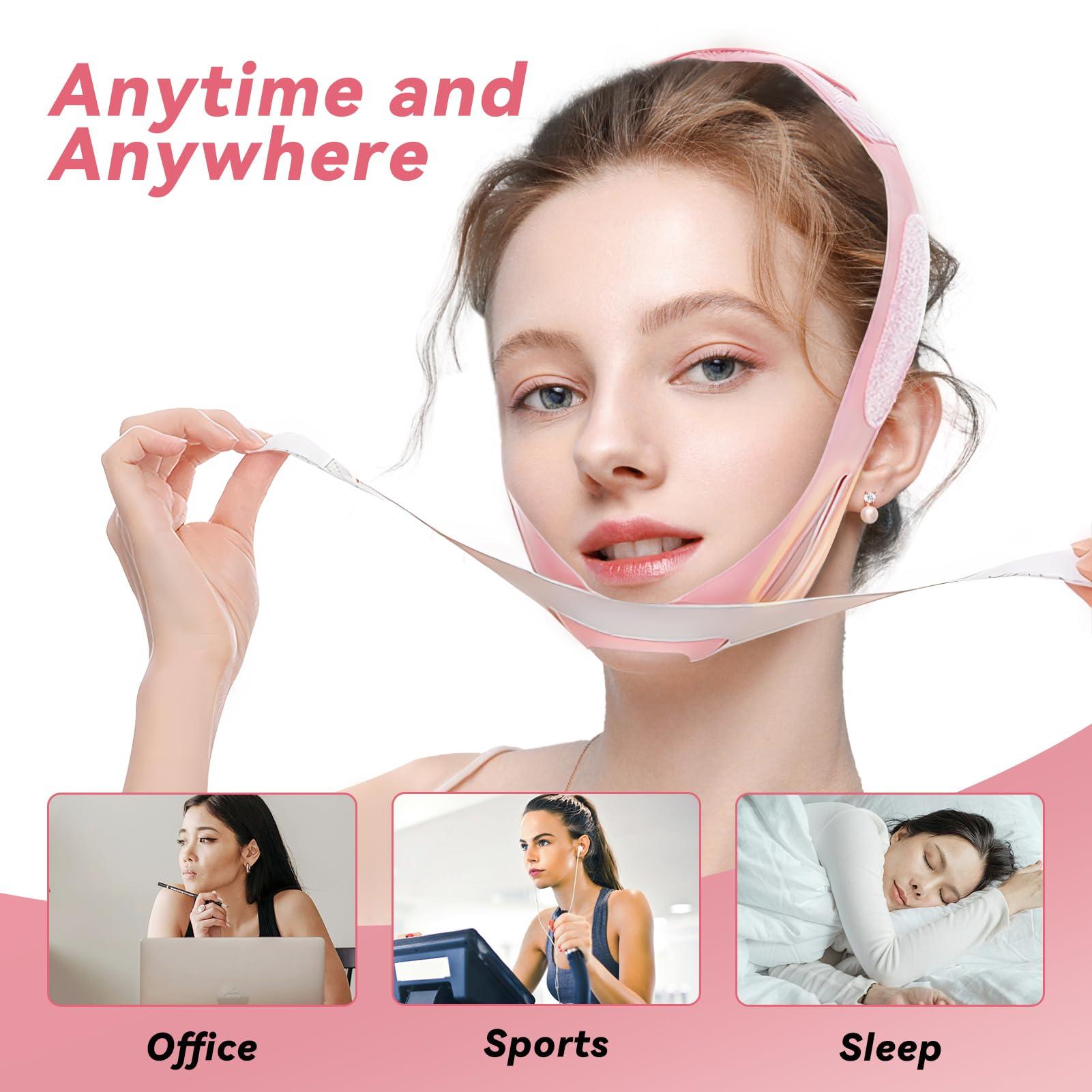 MEILIZhang Chin Strap for Double Chin for Women, Double Chin Strap Face Slimming V Line Lifting Mask, Face Slimming Strap, Double Chin Reducer Eliminator Face Shaper, Jawline Shaper Chin Up Mask