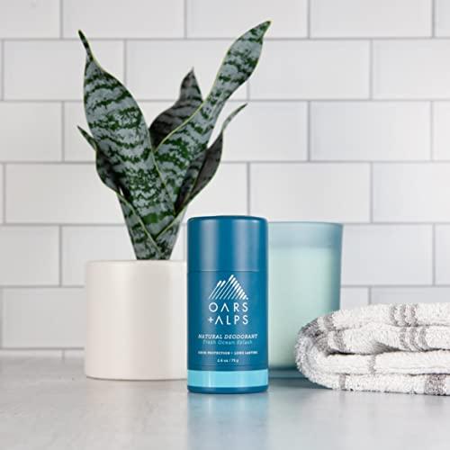 Oars + Alps Oars + Alps Hair and Body Travel Kit for Men, Includes Sulfate Free Shampoo, Conditioner, Body Wash, Deodorant, and Reusable Pouch, TSA Friendly, Fresh Ocean Splash Scent
