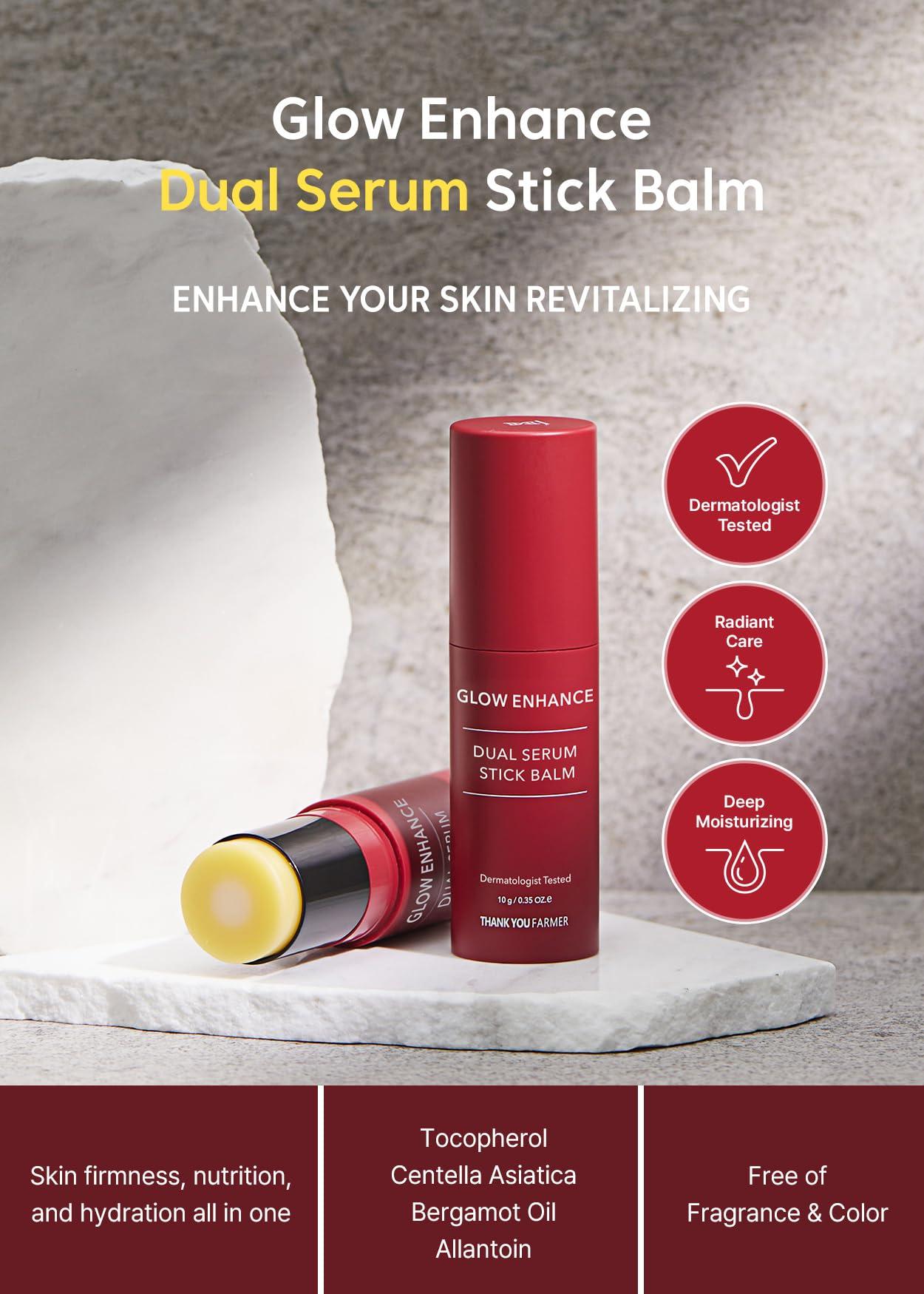 THANKYOU FARMER THANKYOU FARMER Glow Enhance Dual Serum Stick Balm - Korean Eye Cream for Face, Crows Feet Eye Treatment Fine Lines Lifting 0.35oz