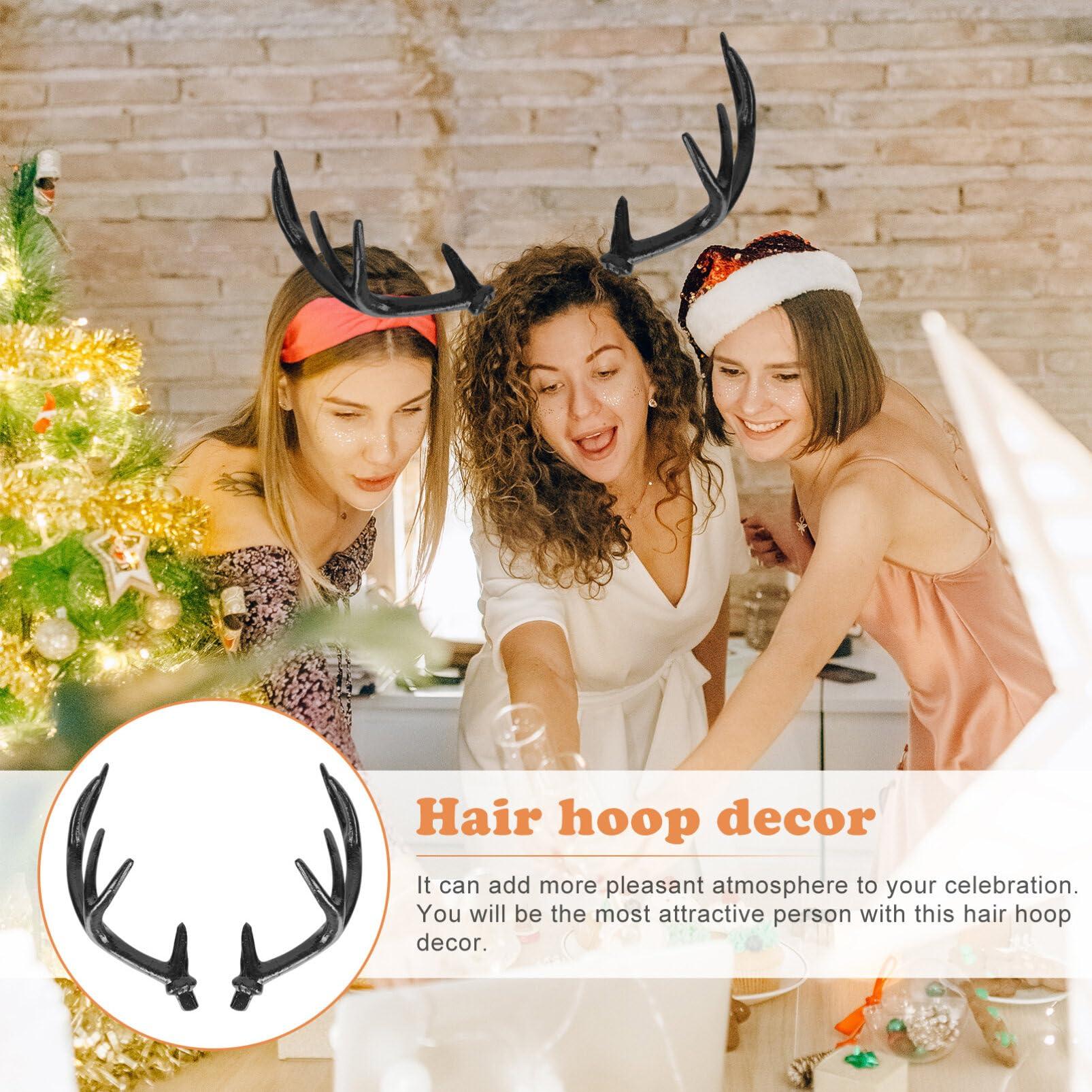 SEWACC SEWACC 1 Pair Plastic Deer Antlers Branch Artificial Deer Antlers Headband Fake Reindeer Antlers Headdress Deer Hair Hoop Costume Halloween Cosplay Prop