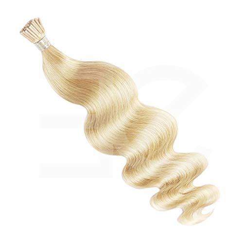 Drasawee Drasawee Pre Bonded I Tip Hair Extensions Human Hair Body Wavy Stick Tip Human Hair Extension Real Human Hair for Women 15'' 100g 613# Bleach Blonde