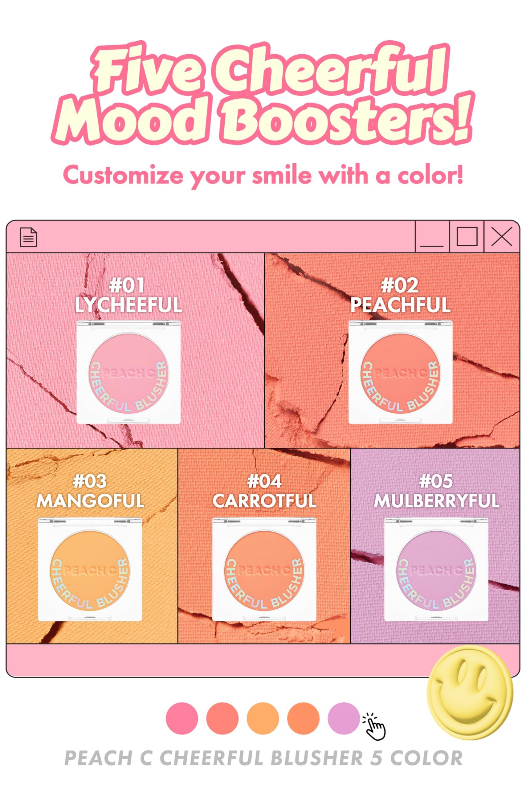 Peach C PEACH C Cheerful Blusher | Real Orange Blush for Cheeks Powder Makeup | Korean Makeup Creamy Blush Powder | Fine Pigmented Blush | Powder Compact Make Up Blush 0.14 Oz. (04 Carrotful)