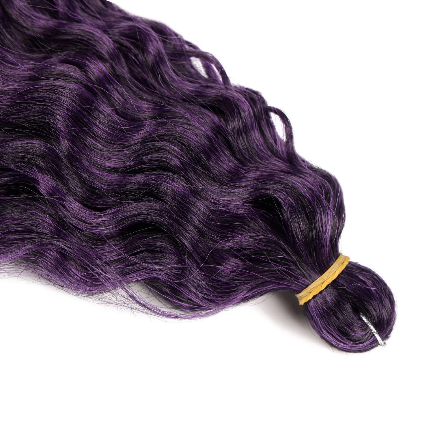 MAYSA MAYSA Purple Ocean Wave Crochet Hair 22inch Black Mix Purple Ombre Deep Wave Crochet Hair 6Packs Synthetic Curly Crochet Hair #1BT Purple