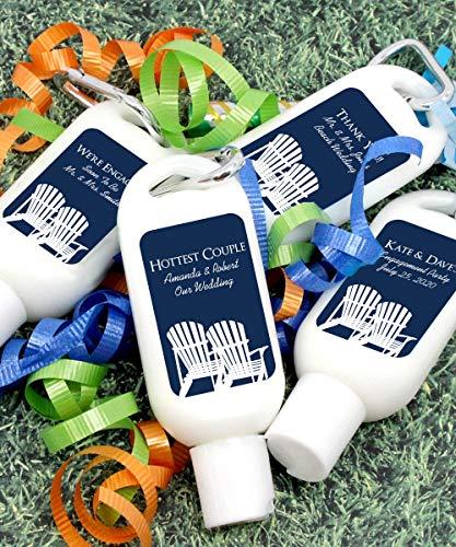Ducky Days Personalized Sunscreen with Carabiner SPF 30, Custom Sunscreen for Wedding Favors, Party Favors - Silhouette Designs (Set of 12)
