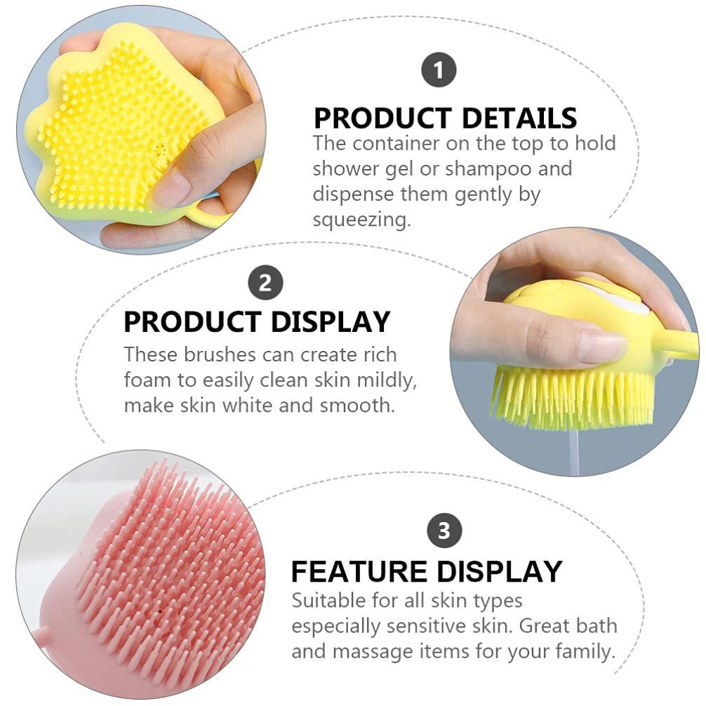 EXCEART EXCEART 3pcs Baby Bath Brush Body Exfoliator Back Scrub Brush Silicone Body Scrubber Loofah Shower Brush Silicone Shower Baby Bath Scrubber Toddler Shampoo Brush Abs Hair