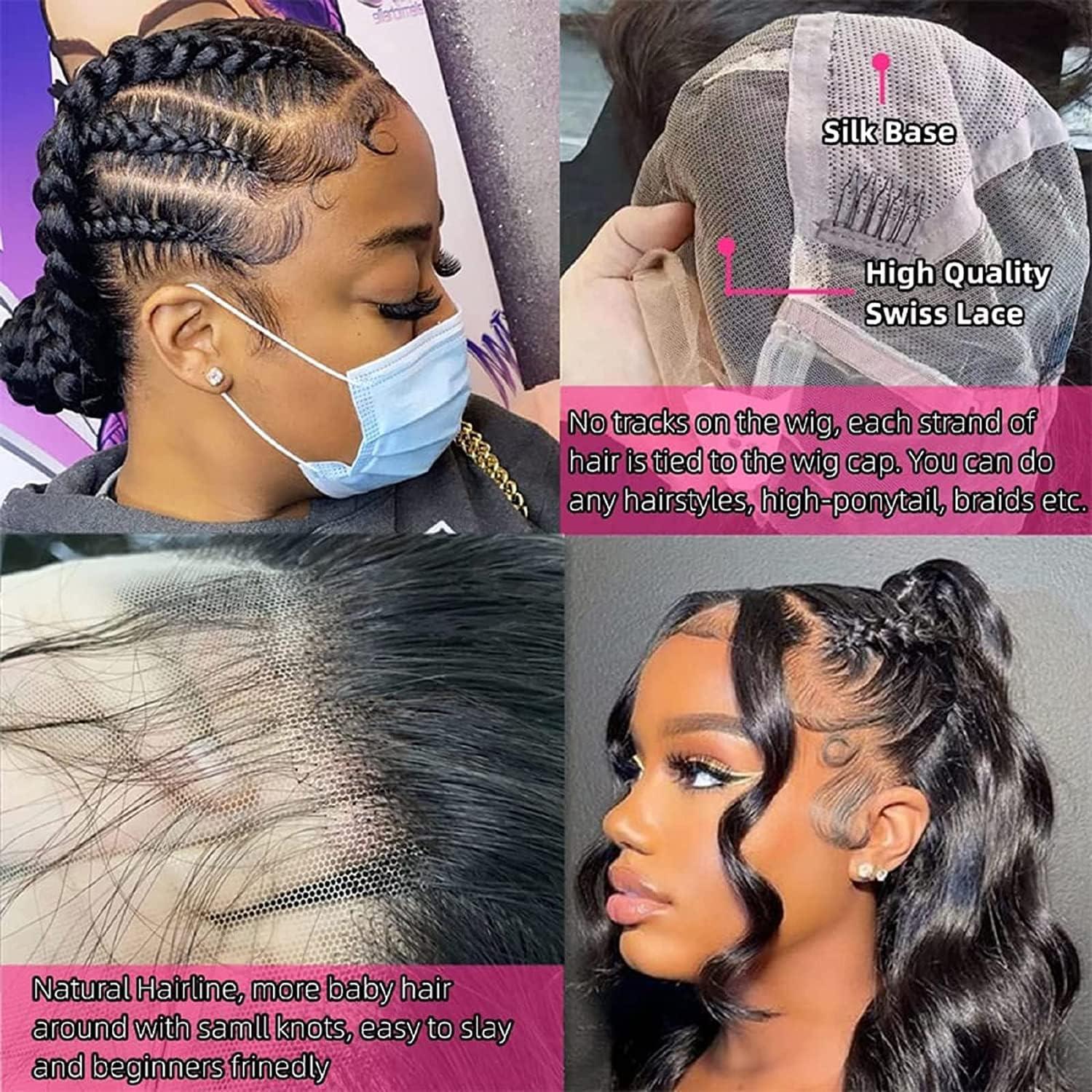 Peenoll Peenoll Full Lace Human Hair Wigs Straight HD Transparent Whole Lace Wig Pre Plucked With Baby Hair Bleached Knots Brazilian Virgin Human Hair Natural Black (12 Inch, Straight Full Lace Wig)