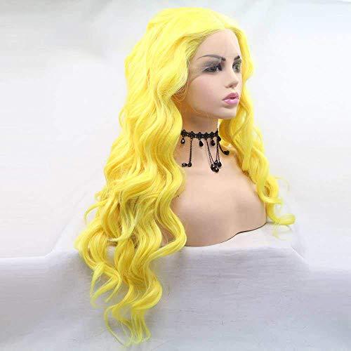 Karissa Hair Fluorescent Yellow Lace Front Wigs for Women Soft Yellow Long Lace Front Wigs with Middle Part Glueless Heat Resistant Hair for Hallowe Makeup 24inches