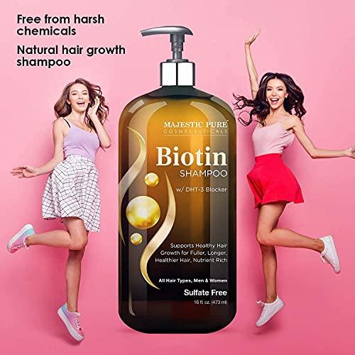 MAJESTIC PURE Majestic Pure Biotin with DHT Blocker Complex Shampoo and Conditioner Set (16 oz each) and Biotin Shampoo (16 oz) Bundle