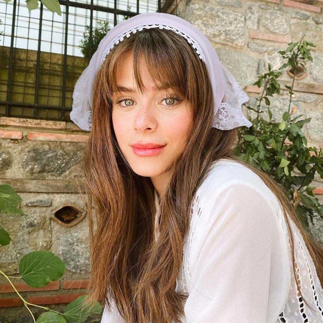 Woeoe Woeoe 3Pcs Triangle Bandana Headband Pink Lace Head Kerchief Boho Hair Scarf for Women and Girls