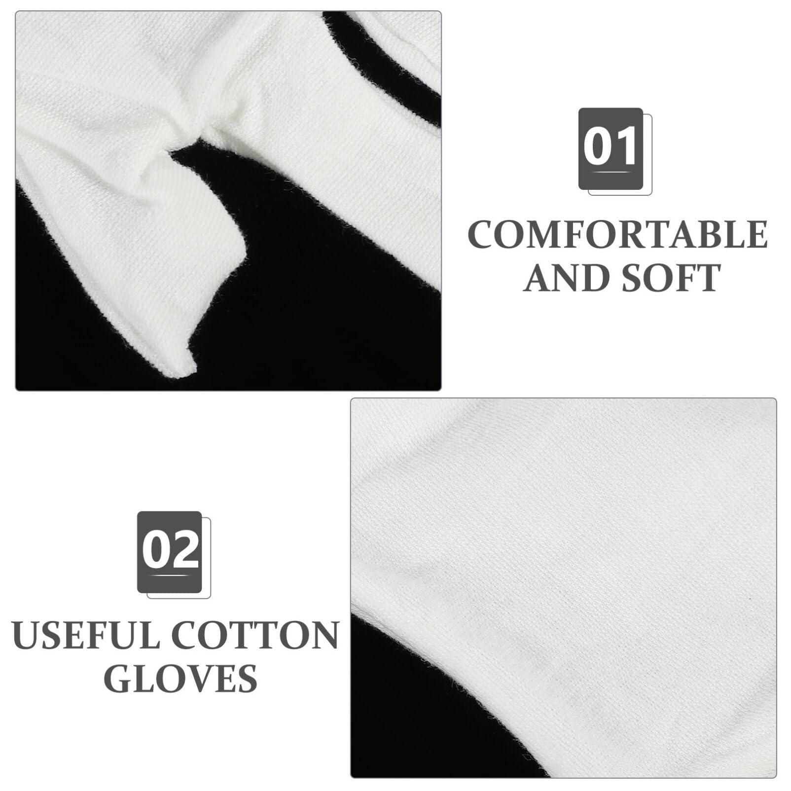 FOMIYES FOMIYES Moisturizing Overnight Gloves, 12 Pairs Work Cotton Gloves Cosmetic Hand Spa Gloves Jewelry Inspection Gloves Coin Gloves for Dry Hands White