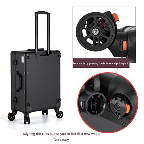 HJXGQJM HJXGQJM Aluminum Trolley Makeup Train Case With LED Lights Professional Cosmetic Organizer Studio With Wheels And Stands Rolling Lighted Makeup Vanity Station For Travel,black cosmetic case