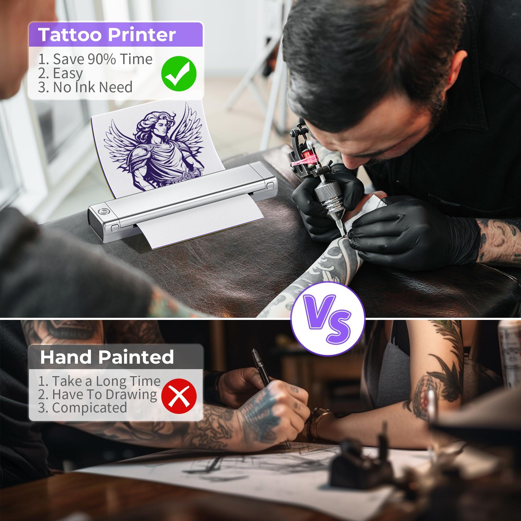 ItriAce ItriAce Thermal Tattoo Stencil Printer, Thermal Tattoo Transfer Copier Printer Machine, Bluetooth Inkless Portable Printer for Tattooing with 10Pcs Free Transfer Paper, Compatible with Phone & Laptop
