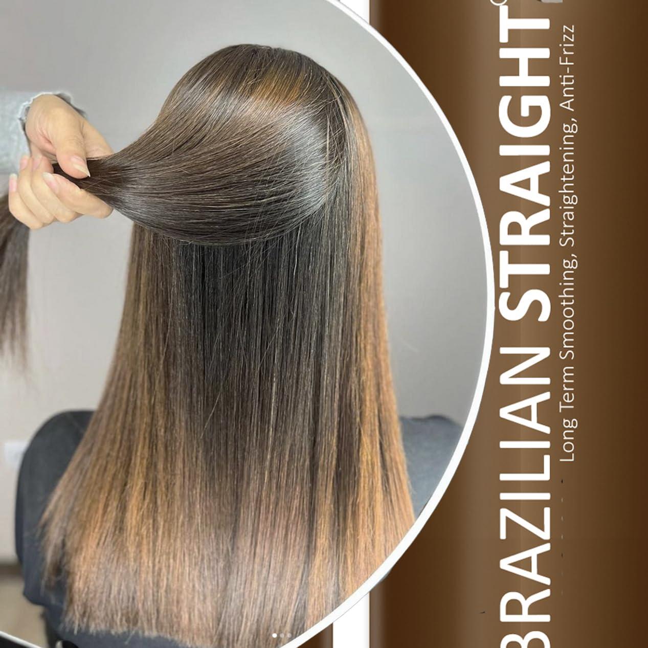 KERATIN RESEARCH BRAZILIAN STRAIGHT Hair Straightening Cream & Keratin Treatment Kit. Organic Natural Results Straighten Smooth repairs All Hair Types & Colors Keratina Brasilera Tratamiento (Salon Grade)