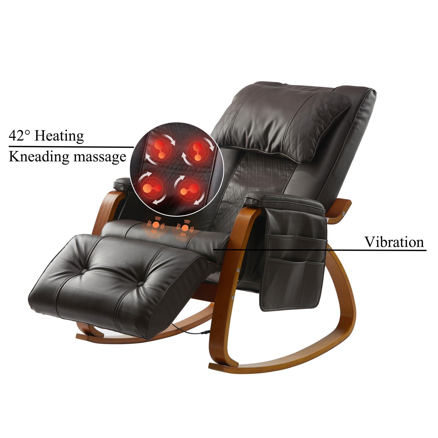 Seegool Seegool Rocking Massage Chair with Heat and Vibration Function, PU Leather Electric Massage Chair Remote Control with Adjustable Footrest and 2 Side Pocket Living Room Chair
