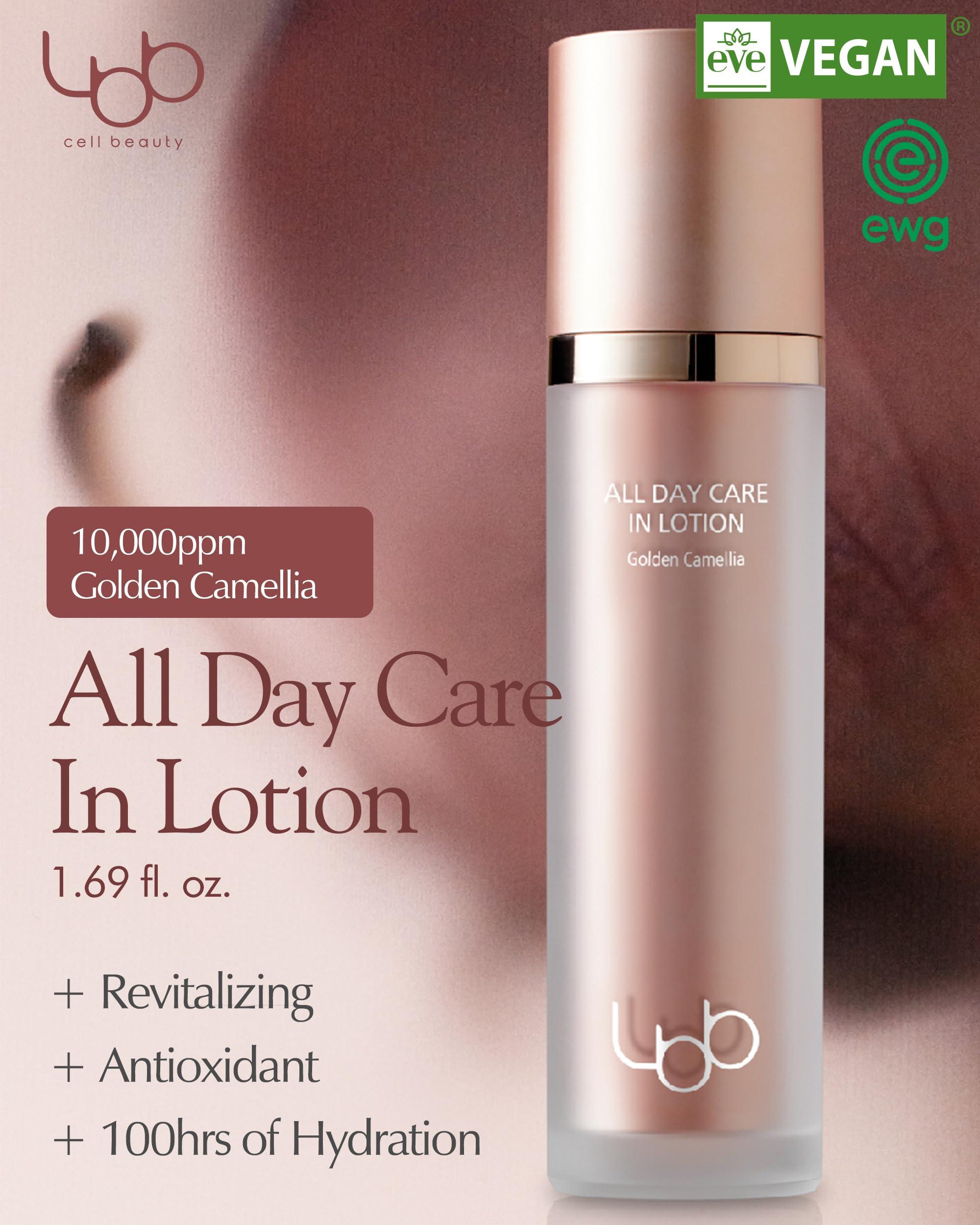 LBB CELL BEAUTY LBB All Day Care In Lotion - Vegan Antioxidnat Face Lotion - 100h Lasting Moisturizing, Radiant and Elastic Skin - Tangerine Cellular Water, Golden Camellia, Peptides, 1.69 oz.