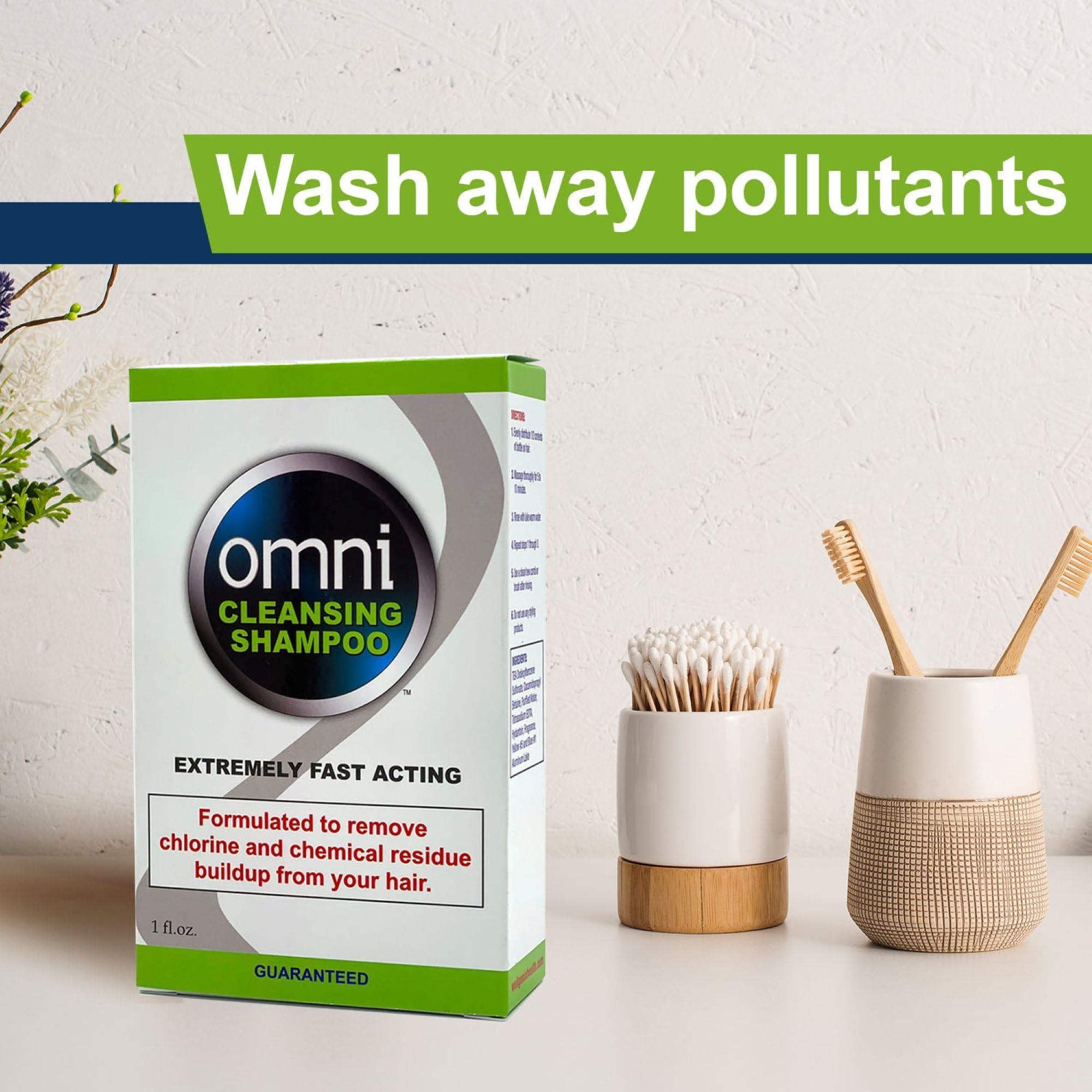 Wellgenix Omni Detoxifying Hair Cleansing Shampoo- Fast Acting Anti Residue Shampoo - Scalp Clarifying Formula for Dry Hair - Anti Chlorine Post Swim Shampoo, 1 Oz