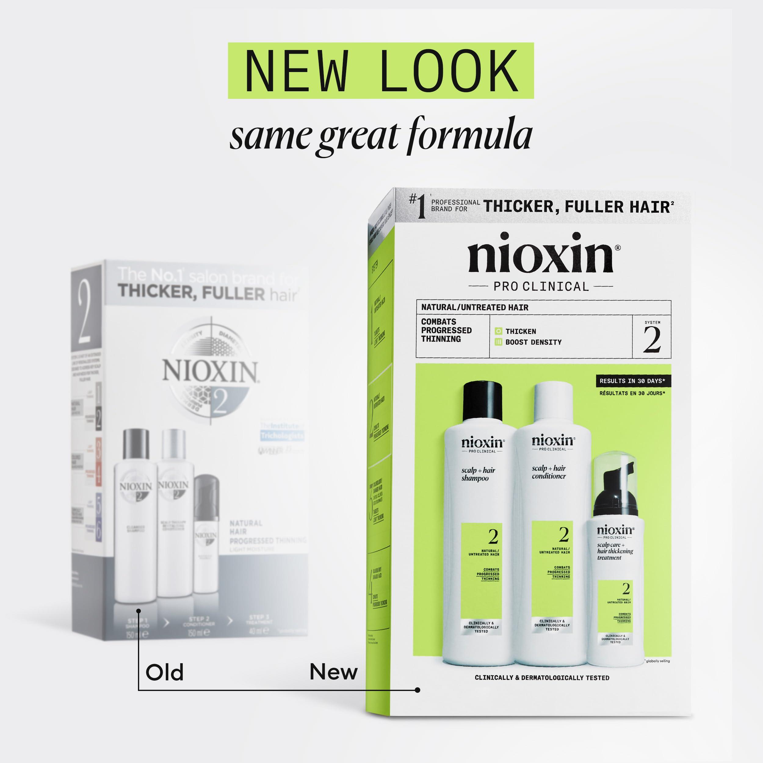 Nioxin Nioxin Scalp + Hair Thickening System 2 | For Natural Hair with Progressed Thinning | Boost Hair Density with Niacinamide & Biotin | Trial Size | 1 Month Supply