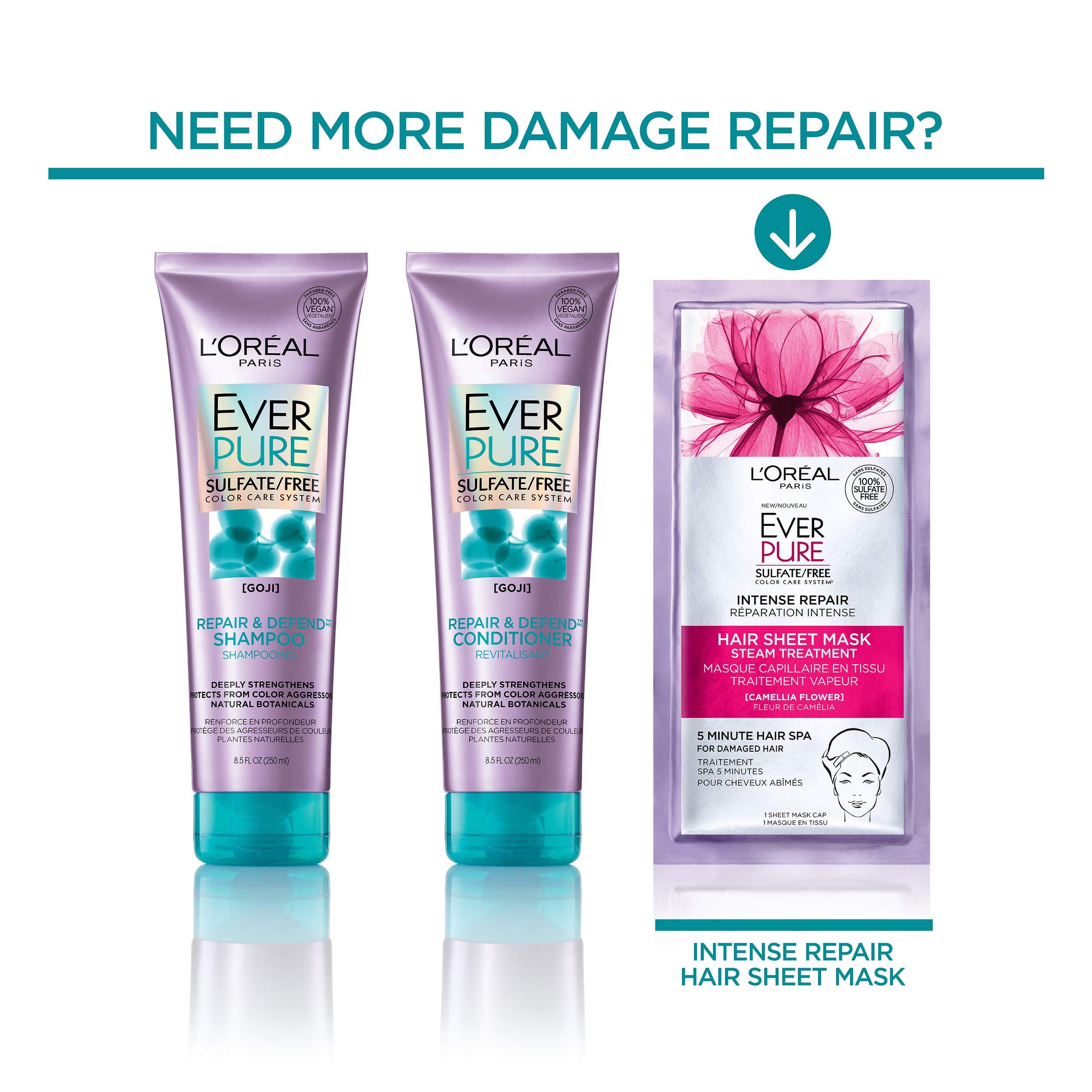 L'Oréal Paris L'Oreal Paris EverPure Repair and Defend Sulfate Free Shampoo for Color-Treated Hair, Strengthens and Repairs Damaged Hair, with Goji, 8.5 Fl; Oz (Packaging May Vary)