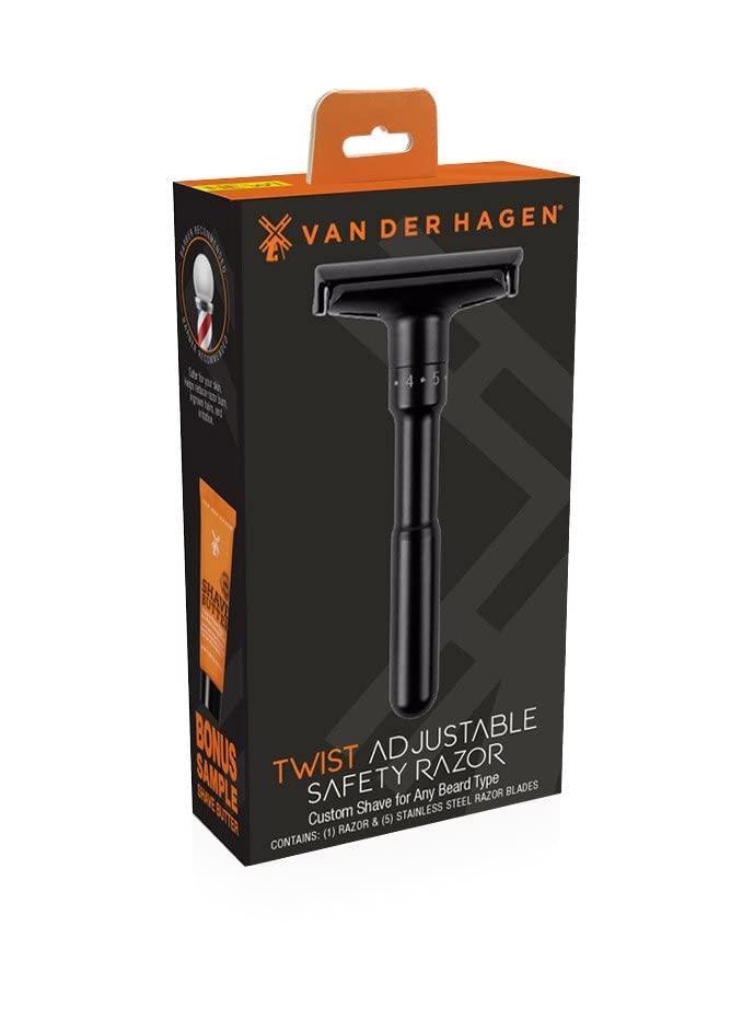Van Der Hagen Van Der Hagen Matte Black TWIST Adjustable Razor