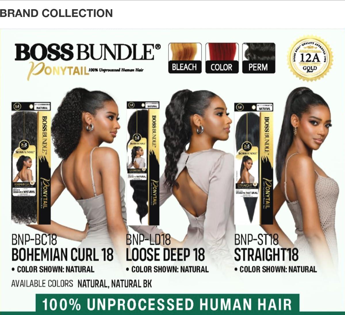 BOBBI BOSS BOBBI BOSS Bundle Unprocessed Human Hair Drawstring Ponytail Bohemian Curl 18\" (NATURAL)