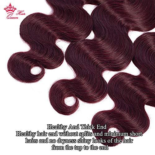 Queen Hair Queen Hair Products Brazilian Virgin Human Hair Body Wave Bundles Burgundy Hair Extensions Wine Red 99j Color (10 10 12)