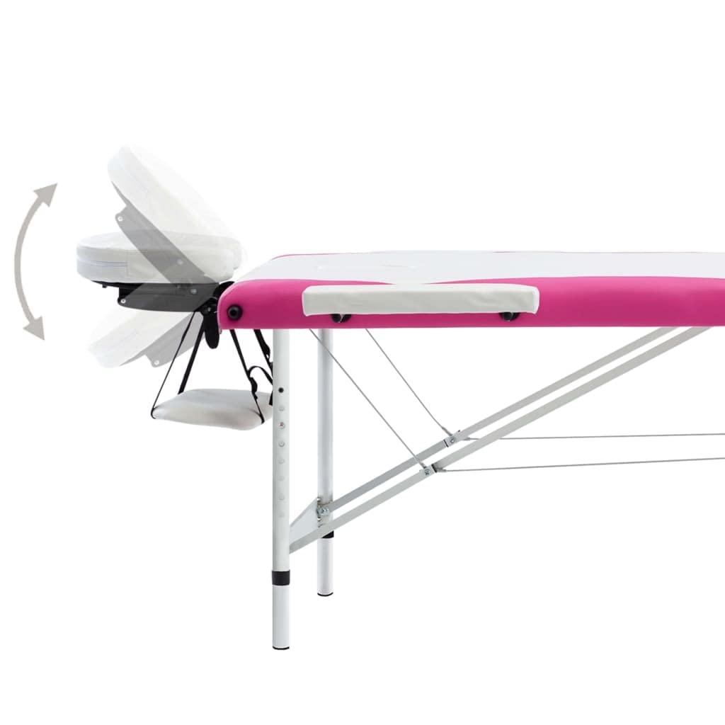 Gecheer Gecheer 3-Zone Foldable Massage Table Aluminum White and Pink SJ70079A
