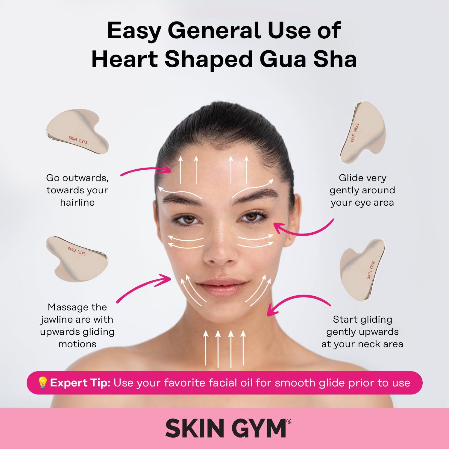 SKIN GYM SKIN GYM Cryo Stainless Steel Sculpty Heart Gua Sha, Cooling Facial Massage Tool for Sculpting and Relaxation