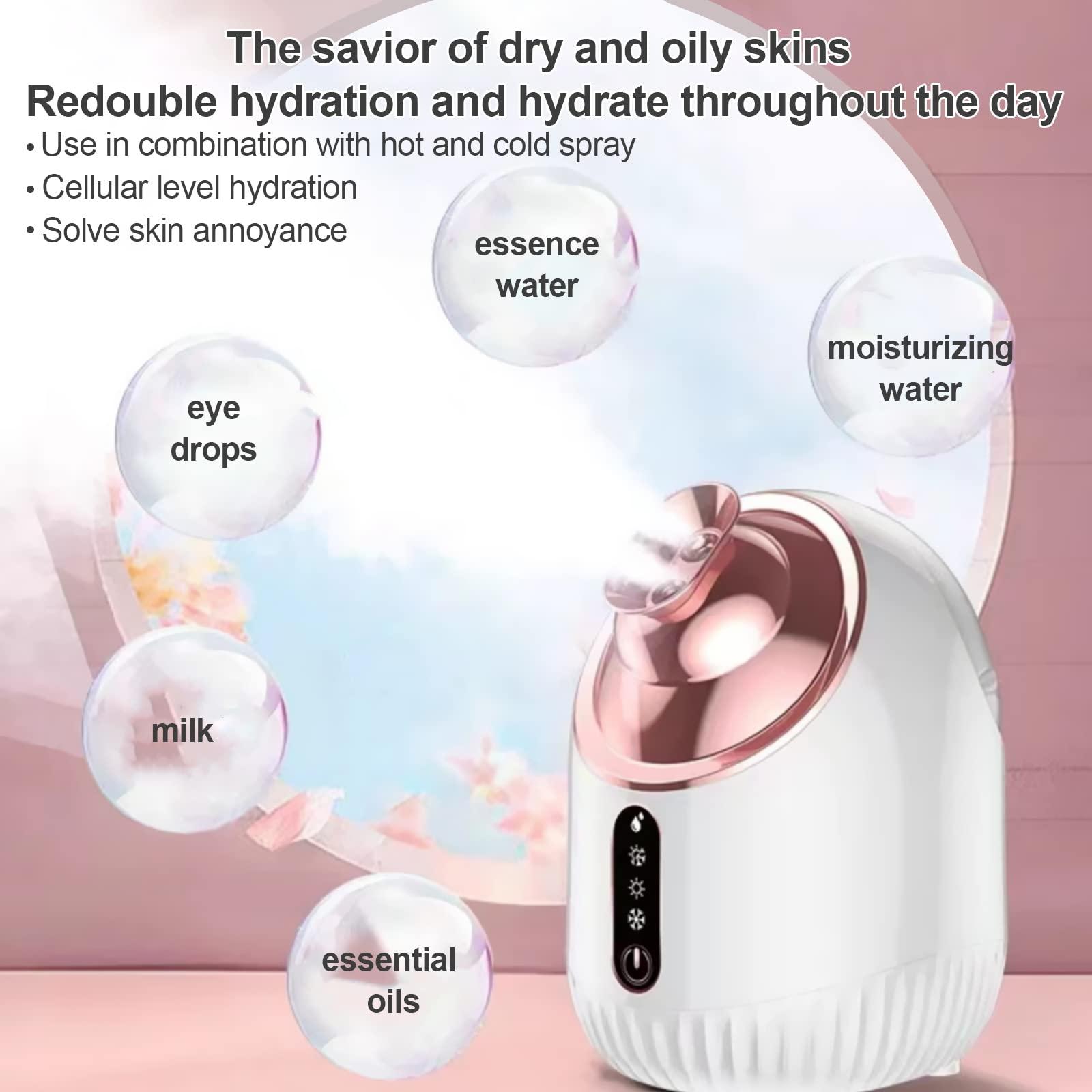 WHNL WHNL Facial Steamer - Nano Ionic Facial Steamer with Cold&Warm&Hot Mist,240ml Large Water Tank,Small Face Humidifier,White