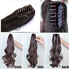 RemeeHi Remeehi Real Human Hair Ponytails Hairpiece Body Wave Claw Clip Ponytail Hair Extensions 18 inch 105g 18/613#