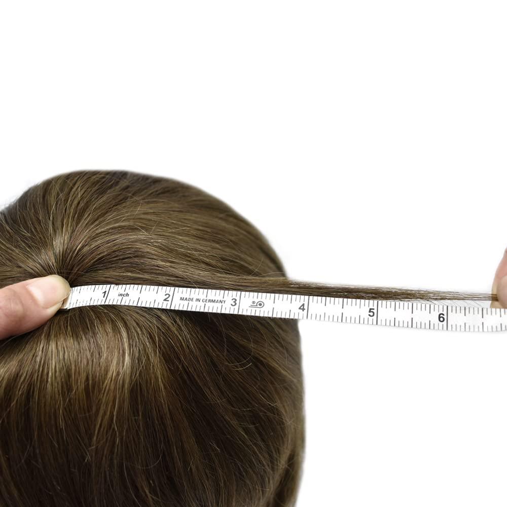 FANCY HAIR Hair System For Men Toupee Human Hair Replacement All Poly Mens Hair Piece 0.1mm Skin PU Hairpieces For Man Hair Unit Grey Brown Black Patch Wigs (7\"X9\", 7 VERY LIGHT BROWN)