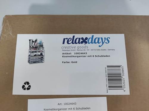 Relaxdays Relaxdays Organiser with 6 Drawers, 22 Compartments for Makeup Storage, Acrylic Cosmetic Tower, Transparent/Golden