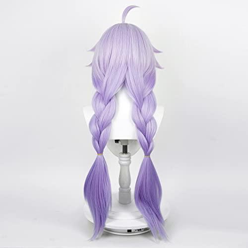 Aicos Aicos Purple Anime Wig with Double Braid, Long Cosplay Wig with Bangs, Heat Resistant Hair Wig for Women