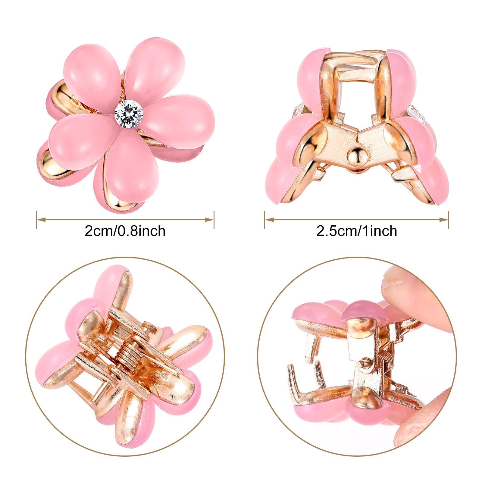 ITingstere 10Pcs Small Hair Claw Clips for Teens Women Mini Flower Hair Clips with Crystal Cute Metal Hair Pin Sparkling Barrettes for Sweet Bangs Nonslip Side Clip Hair Accessories