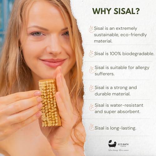 Eco Bath London Eco Bath London Natural Nail Brush - Eco-Friendly Double-Sided Nail Cleaning Brush with Firm and Soft Cactus Bristles for Manicure and Pedicure (Olive Wood (R))