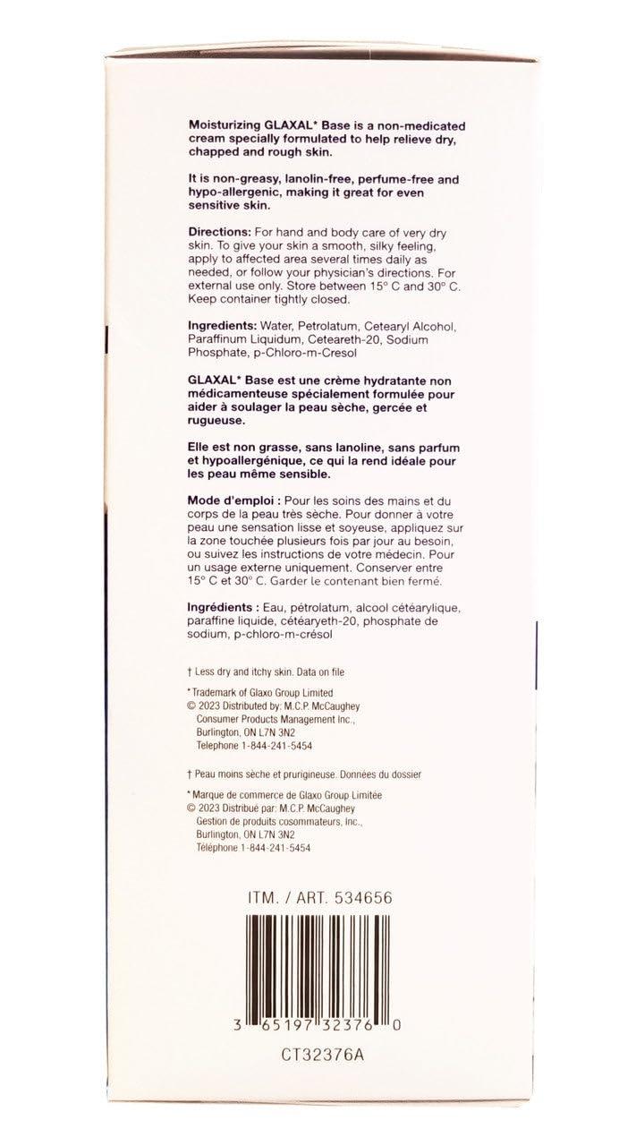 WellSpring Pharmaceutical Corporation Glaxal Base Moisturizing Cream, 450g/15.75 oz. and 50g/1.75 oz. Bottles (Imported from Canada)