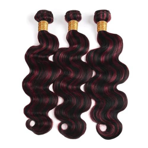 SUHKRPT 14 16 18 Inch P1B99J Bundles Highlight Body Wave Human Hiae Bundles Two Tone Black Mixed With 99J Burgundy Bundles Wine Red Body Wave Bundles Hair Extensions