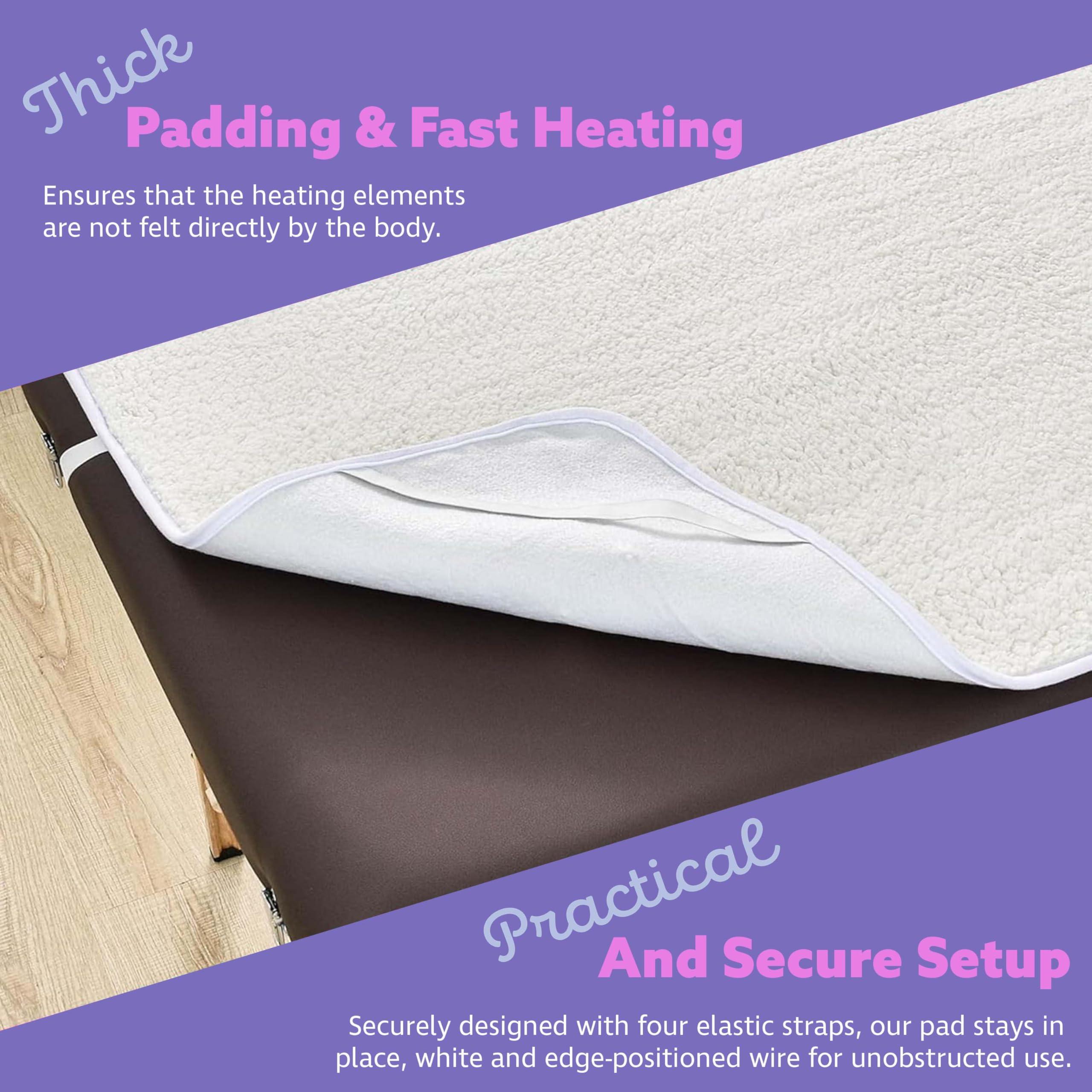 XOLLOZ Massage Table Warmer Heating Pad Heated Massage Table Pad with Adjustable Temperature (104F-131F), Auto Shut-Off Timer, Dense Coil Heating, Sherpa Fabric, 71"x31" (180x78 cm) Massage Heating Pad