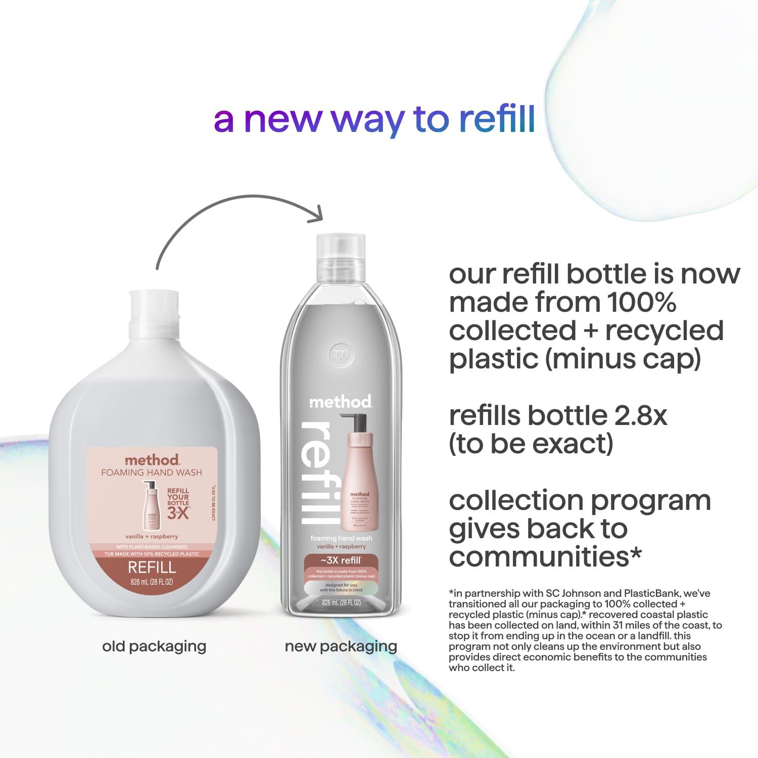 Method Method Foaming Hand Soap Refill, Vanilla + Raspberry, Biodegradable Formula, 28 Fl Oz (Pack of 1) (Packaging May Vary)